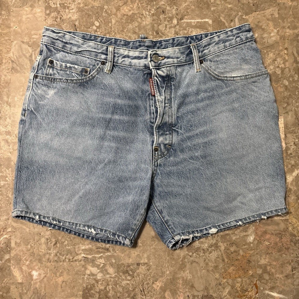 Dsquared2 Jean Shorts Mens 38 Size 52 Marine Denim Button Fly 6" Distressed